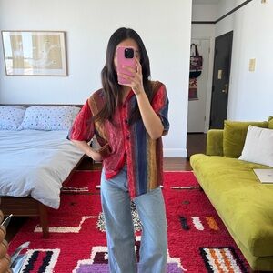Vintage Boho Button-Up Top